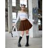 imageZeagoo Womens Skirt Basic Mini Skater Skirt 2025 Fall Skirts Stretchable High Waist ALine Dance SkirtsBrown