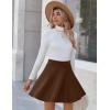 imageZeagoo Womens Skirt Basic Mini Skater Skirt 2025 Fall Skirts Stretchable High Waist ALine Dance SkirtsBrown