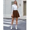 imageZeagoo Womens Skirt Basic Mini Skater Skirt 2025 Fall Skirts Stretchable High Waist ALine Dance SkirtsBrown