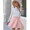 imageZeagoo Womens Skirt Basic Mini Skater Skirt 2025 Fall Skirts Stretchable High Waist ALine Dance SkirtsPink White Dot