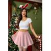 imageZeagoo Womens Skirt Basic Mini Skater Skirt 2025 Fall Skirts Stretchable High Waist ALine Dance SkirtsPink White Dot