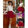 imageZeagoo Womens Skirt Basic Mini Skater Skirt 2025 Fall Skirts Stretchable High Waist ALine Dance SkirtsRed