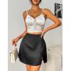 imageZeagoo Womens Summer Mini Skirts 2025 Elastic High Waisted Satin Silk ALine Zipper Split Slit Party Skirt01black