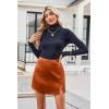 imageZeagoo Womens Summer Mini Skirts 2025 Elastic High Waisted Satin Silk ALine Zipper Split Slit Party SkirtCaramel