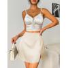 imageZeagoo Womens Summer Mini Skirts 2025 Elastic High Waisted Satin Silk ALine Zipper Split Slit Party SkirtChampagne