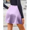 imageZeagoo Womens Summer Mini Skirts 2025 Elastic High Waisted Satin Silk ALine Zipper Split Slit Party SkirtPurple