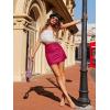 imageZeagoo Womens Summer Mini Skirts 2025 Elastic High Waisted Satin Silk ALine Zipper Split Slit Party SkirtRose