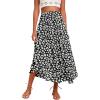 imageZeagoo Womens Flowy Pleated Skirts A Line Elastic High Waisted Midi Skirt Boho Casual Long Skirts Brown Leaf Print XXLPa108
