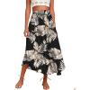 imageZeagoo Womens Flowy Pleated Skirts A Line Elastic High Waisted Midi Skirt Boho Casual Long Skirts Brown Leaf Print XXLZw29