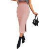 imageZeagoo Womens Knit Midi Skirts Casual Pencil Skirt High Waisted Long Skirt with Slit Elegant Work Office SkirtsRose Pink