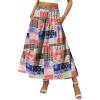 imageZeagoo Womens Midi Summer 2025 Boho Elastic High Waist ALine Flowy Swing Asymmetric Tiered Skirt Dress with PocketsColor Pattern 4