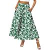 imageZeagoo Womens Midi Summer 2025 Boho Elastic High Waist ALine Flowy Swing Asymmetric Tiered Skirt Dress with PocketsGreen Floral