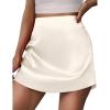 imageZeagoo Womens Mini Skirts Elastic High Waisted Skirts Stain ALine Zipper Party Club Skirt 2025Beige