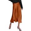 imageZeagoo Womens Satin Skirt Thin High Waist Midi Skirt Flowy Silk Casual Skirts Mermaid HemDark Brown