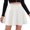 imageZeagoo Womens Skirt Basic Mini Skater Skirt 2025 Fall Skirts Stretchable High Waist ALine Dance SkirtsWhite