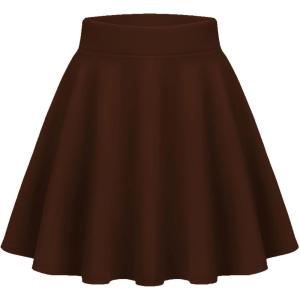 imageZeagoo Womens Skirt Basic Mini Skater Skirt 2025 Fall Skirts Stretchable High Waist ALine Dance SkirtsBrown