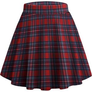imageZeagoo Womens Skirt Basic Mini Skater Skirt 2025 Fall Skirts Stretchable High Waist ALine Dance SkirtsChristmas Plaid