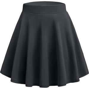 imageZeagoo Womens Skirt Basic Mini Skater Skirt 2025 Fall Skirts Stretchable High Waist ALine Dance SkirtsDark Grey
