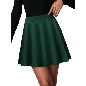 imageZeagoo Womens Skirt Basic Mini Skater Skirt 2025 Fall Skirts Stretchable High Waist ALine Dance SkirtsLight Green