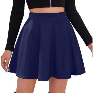 imageZeagoo Womens Skirt Basic Mini Skater Skirt 2025 Fall Skirts Stretchable High Waist ALine Dance SkirtsNavy Blue