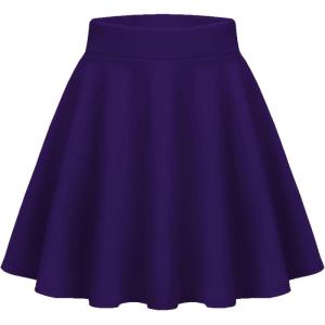 imageZeagoo Womens Skirt Basic Mini Skater Skirt 2025 Fall Skirts Stretchable High Waist ALine Dance SkirtsPurple