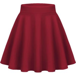 imageZeagoo Womens Skirt Basic Mini Skater Skirt 2025 Fall Skirts Stretchable High Waist ALine Dance SkirtsRed
