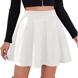 imageZeagoo Womens Skirt Basic Mini Skater Skirt 2025 Fall Skirts Stretchable High Waist ALine Dance SkirtsWhite