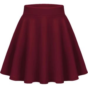 imageZeagoo Womens Skirt Basic Mini Skater Skirt 2025 Fall Skirts Stretchable High Waist ALine Dance SkirtsWine Red