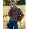 imageZeagoo Flannels for Women Cropped Shacket Jacket Fashion Plaid Button Down Shirt 2025 Fall Coat TopsZgw442