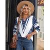 imageZeagoo Long Sleeve Shirts for Women Casual V Neck Fall Tops Dressy Summer Work Blouses ClothesBlue and White