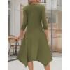 imageZeagoo Midi Women 34 Sleeve Dress Casual Dresses with Pockets 2025 Fall A Line Dress Elegant Formal Modest DressesArmy Green