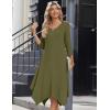 imageZeagoo Midi Women 34 Sleeve Dress Casual Dresses with Pockets 2025 Fall A Line Dress Elegant Formal Modest DressesArmy Green