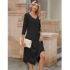 imageZeagoo Midi Women 34 Sleeve Dress Casual Dresses with Pockets 2025 Fall A Line Dress Elegant Formal Modest DressesBlack