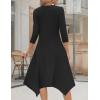 imageZeagoo Midi Women 34 Sleeve Dress Casual Dresses with Pockets 2025 Fall A Line Dress Elegant Formal Modest DressesBlack