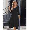 imageZeagoo Midi Women 34 Sleeve Dress Casual Dresses with Pockets 2025 Fall A Line Dress Elegant Formal Modest DressesBlack