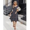 imageZeagoo Midi Women 34 Sleeve Dress Casual Dresses with Pockets 2025 Fall A Line Dress Elegant Formal Modest DressesBlue Floral