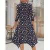 imageZeagoo Midi Women 34 Sleeve Dress Casual Dresses with Pockets 2025 Fall A Line Dress Elegant Formal Modest DressesBlue Floral