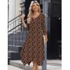 imageZeagoo Midi Women 34 Sleeve Dress Casual Dresses with Pockets 2025 Fall A Line Dress Elegant Formal Modest DressesCoffee