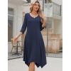 imageZeagoo Midi Women 34 Sleeve Dress Casual Dresses with Pockets 2025 Fall A Line Dress Elegant Formal Modest DressesDark Blue