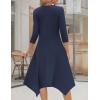 imageZeagoo Midi Women 34 Sleeve Dress Casual Dresses with Pockets 2025 Fall A Line Dress Elegant Formal Modest DressesDark Blue