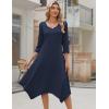 imageZeagoo Midi Women 34 Sleeve Dress Casual Dresses with Pockets 2025 Fall A Line Dress Elegant Formal Modest DressesDark Blue
