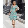 imageZeagoo Midi Women 34 Sleeve Dress Casual Dresses with Pockets 2025 Fall A Line Dress Elegant Formal Modest DressesEthnic Green Apricot