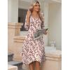 imageZeagoo Midi Women 34 Sleeve Dress Casual Dresses with Pockets 2025 Fall A Line Dress Elegant Formal Modest DressesFloral Apricot