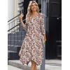 imageZeagoo Midi Women 34 Sleeve Dress Casual Dresses with Pockets 2025 Fall A Line Dress Elegant Formal Modest DressesFloral Apricot