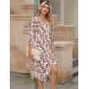 imageZeagoo Midi Women 34 Sleeve Dress Casual Dresses with Pockets 2025 Fall A Line Dress Elegant Formal Modest DressesFloral Apricot