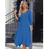 imageZeagoo Midi Women 34 Sleeve Dress Casual Dresses with Pockets 2025 Fall A Line Dress Elegant Formal Modest DressesNavy