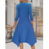 imageZeagoo Midi Women 34 Sleeve Dress Casual Dresses with Pockets 2025 Fall A Line Dress Elegant Formal Modest DressesNavy