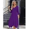 imageZeagoo Midi Women 34 Sleeve Dress Casual Dresses with Pockets 2025 Fall A Line Dress Elegant Formal Modest DressesPurple