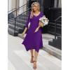 imageZeagoo Midi Women 34 Sleeve Dress Casual Dresses with Pockets 2025 Fall A Line Dress Elegant Formal Modest DressesPurple