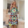 imageZeagoo Midi Women 34 Sleeve Dress Casual Dresses with Pockets 2025 Fall A Line Dress Elegant Formal Modest DressesRed Blue